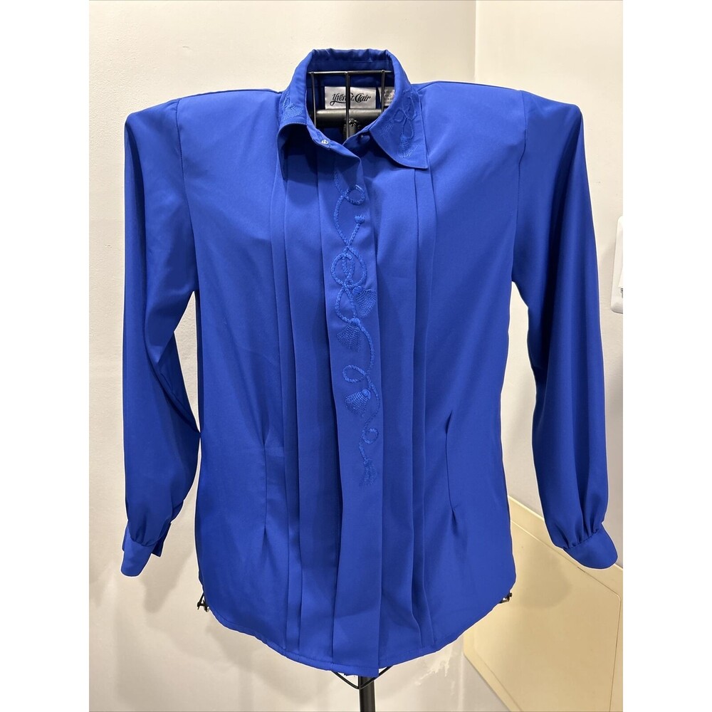 Yves St. Clair Blouse Vintage Blue shirt top size 8 button down long sleeve